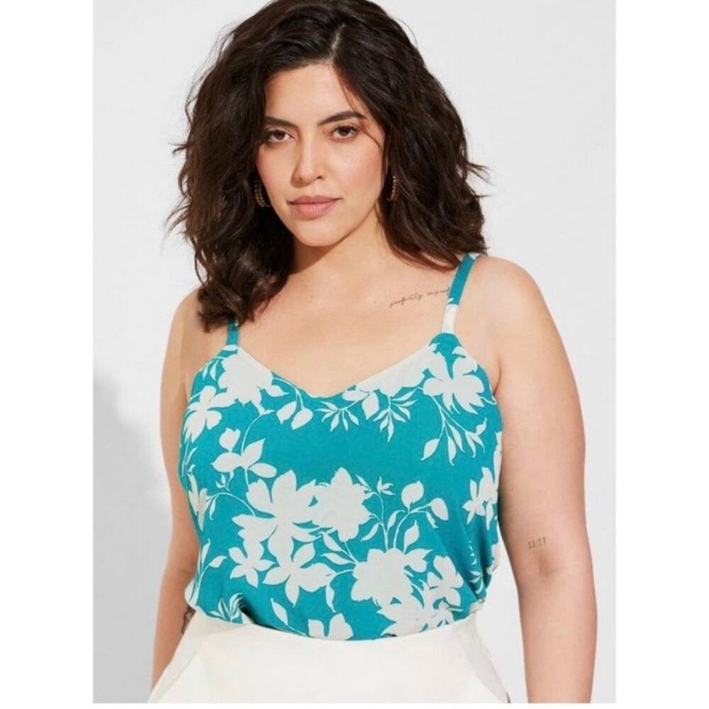 Torrid Teal Green Floral Sophie Swing Cami Tank Sz.4